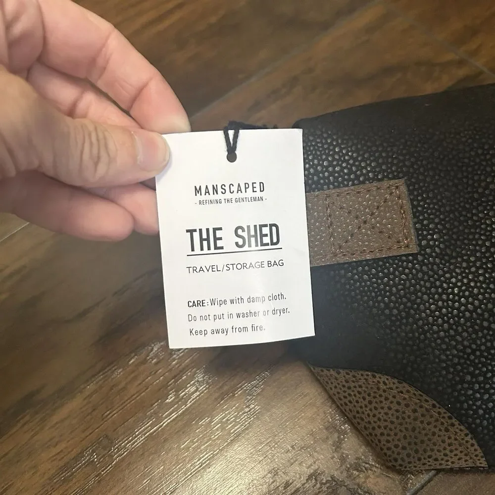 Manscaped The Shed Mens Premium Quality Toiletry Bag Leather Travel /Storage NWT